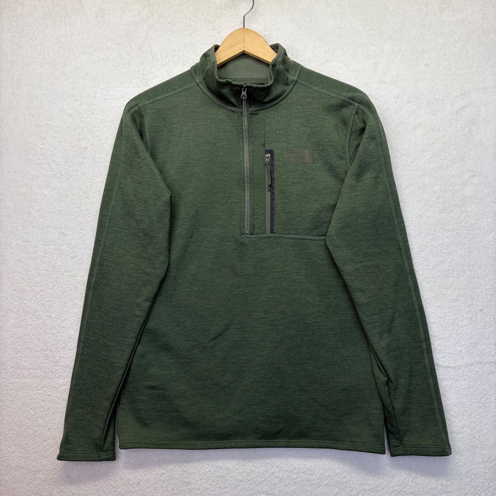 The North Face Mens Quarter Zip Pullover Small Green Long Sleeve Casual Outdoor